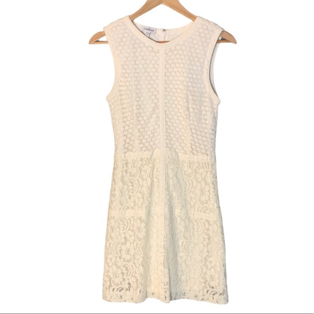 bebe Cream Lace Dress
